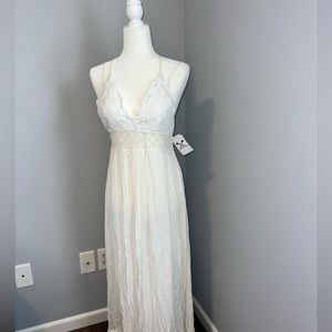 HYFVE white maxi dress bustier crochet lace bralette top large